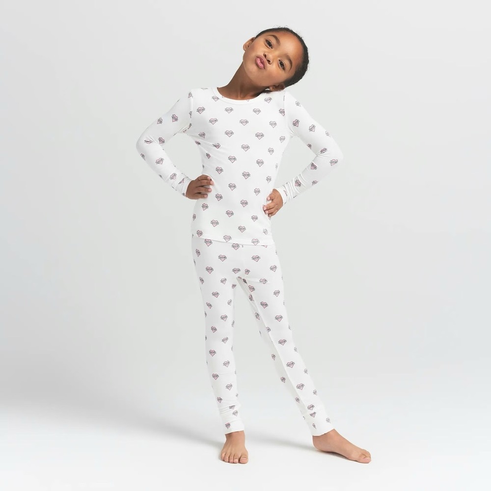 Skims Kids Sleep Set Heart Logo Print 2 Piece Size 10 NWT